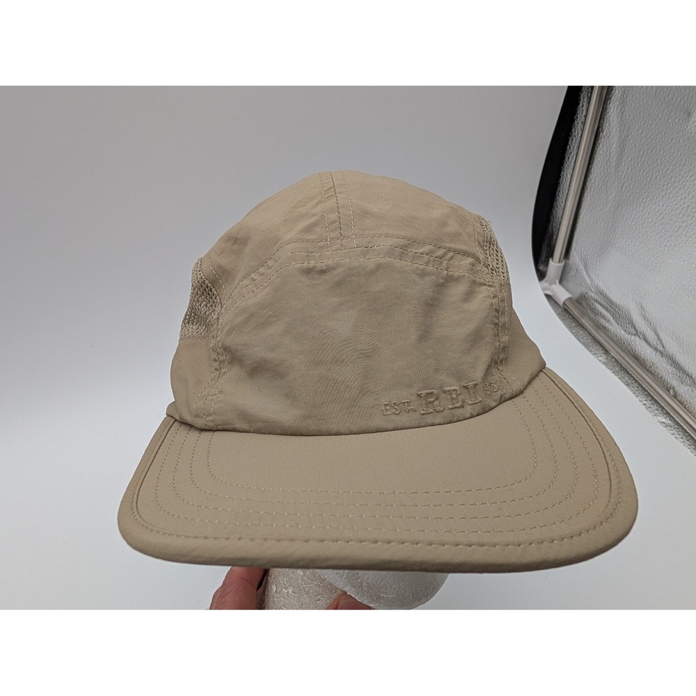 REI Co-op Tan Nylon Mesh 5 Panel Camper Hat Adjustable Strapback Hiking Cap